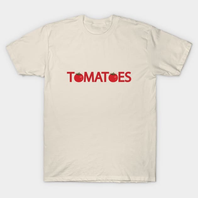 Tomatoes Typographic Logos T-Shirt by DinaShalash